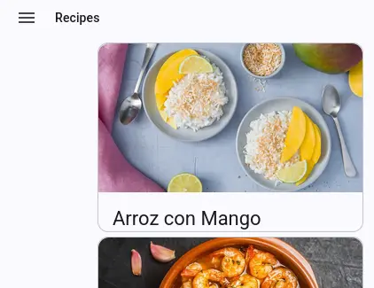 Recipes application demo screenshoot